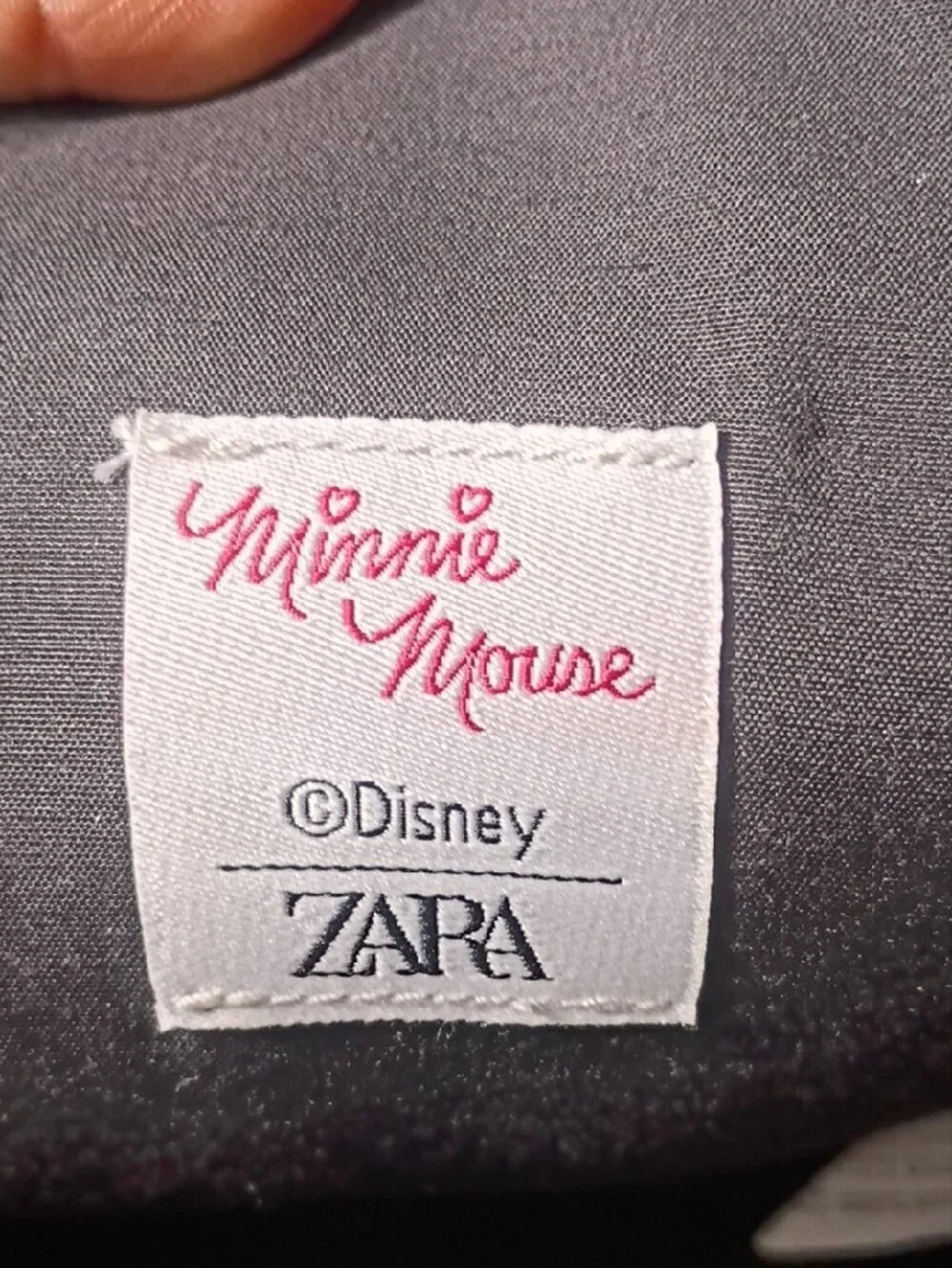 Zara Kids Minnie Mouse Pink White Heart Pattern Backpack Front Zip Pocket